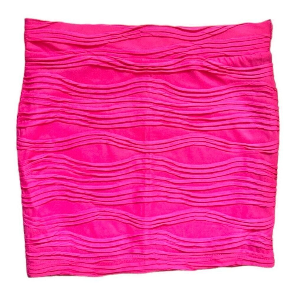 Womens Papaya Vibrant Pink Ruched Mini Skirt - Sz S